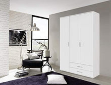 Rauch Möbel Rapido Armadio con 2 cassetti, 3 Ante, Pacchetto di Accessori Basic 3 Ripiani, 1 Asta Appendiabiti, Legno ingegnerizzato, Bianco, 52 x 127 x 188 cm