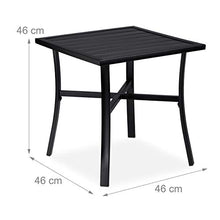 Relaxdays Tavolino Quadrato, per Giardino e Balcone, Rivestimento Antiruggine, Acciaio, LxP: 46x46 cm, Nero, 46x46x46 cm