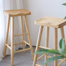 XuQinQin Nordic Solido Pine Bar Sgabello con pedana casa Sedia da Cucina sgabelli da Bar (Size : Medium)