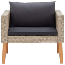 vidaXL Divano da Giardino Singolo con Cuscini Sofà Dormeuse Chaise Longue Poltrona Salotto Esterno Divanetto Canapè Arredo in Polyrattan Beige