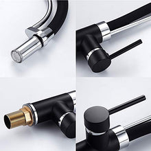 Faucet-4456 Rubinetto della Cucina LED, Ponte Nero Mount, Rotazione Foro Singolo Estrarre 3 Diversi Colori Chiari LED