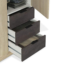 Habitdesign LC0323F – Armadio a tre ante e tre cassetti, dimensioni: 121 cm (L) x 180 cm (A) x 52 cm (P) (rovere canadese - ossido)