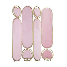 Room Screen Even Paravento Rotondo in Metallo con Decorazione Love Pink, Schermo divisorio in Pelle Scamosciata di Alta qualità, Schermo divisorio con 4 Pannelli Pieghevoli