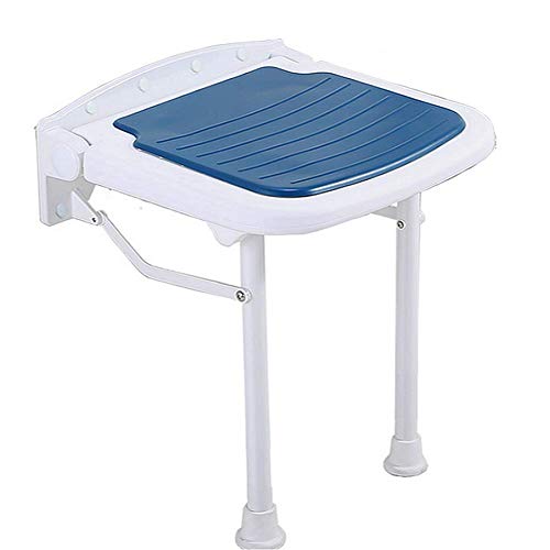 Sgabello per doccia a parete del bagno con gamba, sedile pieghevole per sedia da doccia Supporto da banco per sgabello a ribalta di sicurezza per adulti, anziani, vasca da bagno, blu, regolazione