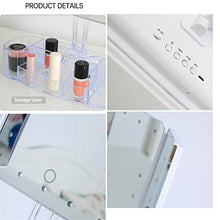FYHpet Specchio per Il Trucco con luci e Bluetooth - vanità Tri-Fold ingrandimento (1x / 2X 3X), Specchio Illuminato Vassoio organizzatore di Trucco, oscuramento del Touch Screen, Ricaricabile