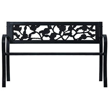 Tidyard Panchina da Giardino 125 cm Nera in Acciaio Panca Posteriore Fantasia 125 x 53 x 77 cm Nero