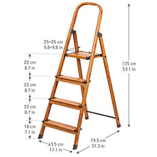Tatkraft Upgrade 4 I Scaletta Pieghevole Multifunzione Domestica a 4 Gradini Anti Scivolo Leggero e Robusto I 43.5x79.5x135 cm