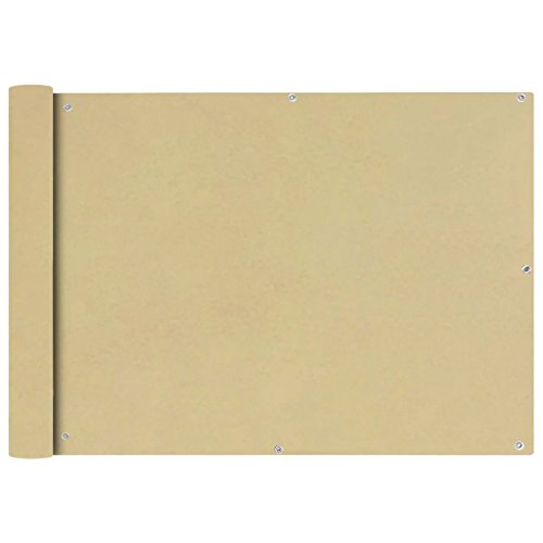 Tidyard Copertura per Balcone Idrorepellente, Paravento Balcone con Occhielli, Tessuto Oxford / 75x400 cm/Frangivento Protezione da Raggi/Beige