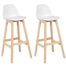 WOLTU BH44ws-2 Sgabello da Bar Sedia Alta Cucina Ristorante con Schienale Poggiapiedi Ecopelle Legno Moderno 2 Pezzi Bianco