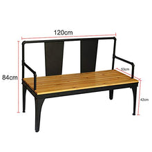 Panca da giardino in legno, panca da cortile in legno massello con struttura in metallo in stile industriale, posti a sedere per esterni anticorrosione resistenti alle intemperie, 120 cm