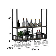 HLL Wine Rack, cucina appeso Wine Rack con supporto di vetro di vino, a parete Bottiglia Industrial Metal Vintage Wine basamento del Governo del vino, per il bar/cucina/casa, Nero,100CM,100CM