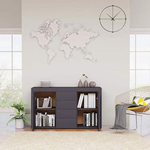 GOTOTOP Credenza in legno truciolato con 2 ante e 4 cassetti, armadio ausiliario moderno per corridoio, soggiorno, camera da letto, 120 x 36 x 69 cm, grigio