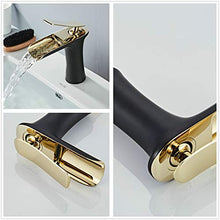 Leekayer Rubinetti per lavandini bagno Miscelatore Monocomando per Lavabo Rubinetto Bagno Lavabo Miscelatore nero/oro Cromato Cascata Durevole Rubinetto
