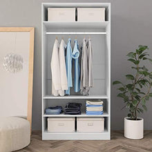 Cikonielf Armadio Aperto Camera da Letto con 3 Piccoli Scomparti 1 Ampio Scomparto con Asta per Appendere i Vestiti 100 x 50 x 200 cm Bianco