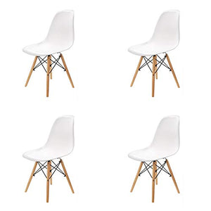 Set di 4 sedie, design retrò in legno, sedia da sala da pranzo, sedia da ufficio, sedia da soggiorno, bianco