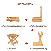 æ— Sgabello pieghevole in legno di bambù, sgabello pieghevole in legno, sgabello da cucina, sgabello pieghevole in bambù resistente, sgabello portatile in legno per bagno, picnic, spiaggia e campeggio