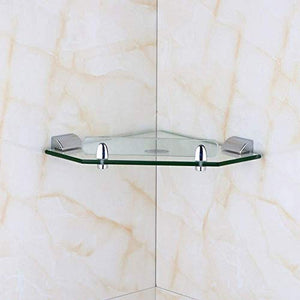 L.BAN Mensola angolare per Bagno in Vetro temperato Triangolo per Montaggio a Parete in Acciaio Inox Supporto per ripostiglio in Metallo Rack Toilette antiruggine Supporto per Organizer da appende