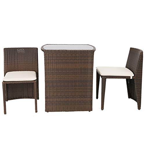 Set di Mobili da Giardino per Esterni, 3 Pezzi di Sedie di Vimini E Set di Combinazioni di Tavolini da caffè Semplici Mobili da Conversazione Casual da Giardino Facile da Riporre