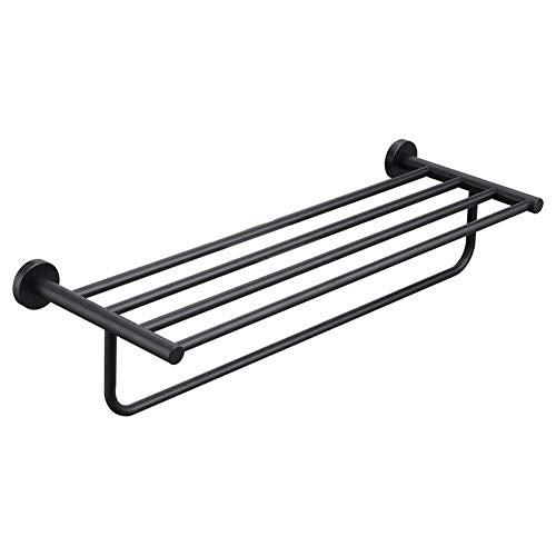 AGGF Portasciugamani, Portasciugamani in Acciaio Inox 304, Portasciugamani da Bagno, Portasciugamani Doppio Nero 10X20X60cm