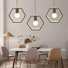 Artpad Nordic esagono in legno luci geometriche a sospensione testa singola appesa sala da pranzo bar ristorante lampada in legno con 5w lampadina bianca - Arredi Casa