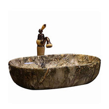 WEHOLY Lavabo in Resina Lavabo da Incasso Ovale in Pietra Naturale Lavabo antispruzzo per Hotel in Marmo Creativo retrò