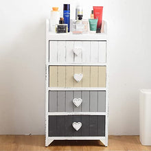 Rebecca Mobili Comodino in Legno 4 cassetti, Mobile cassettiera, Bianco Beige Grigio, Shabby Chic Vintage, Camera Ingresso - Misure: 72 x 35 x 27,5 cm (HxLxP) - Art. RE4380