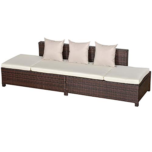 giordano shop Divano da Esterno 3 Posti 220x68x62 cm in Rattan Marrone