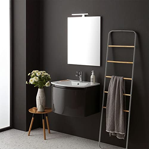 Kiamami Valentina MOBILE BAGNO CON LAVABO SOSPESO GRIGIO LUCIDO SPECCHIO RETTANGOLARE | RIVA