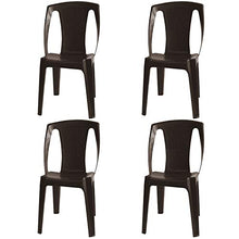 PROGARDEN - Set di 4 sedie impilabili "Procida", in plastica, effetto rattan, colore caffè