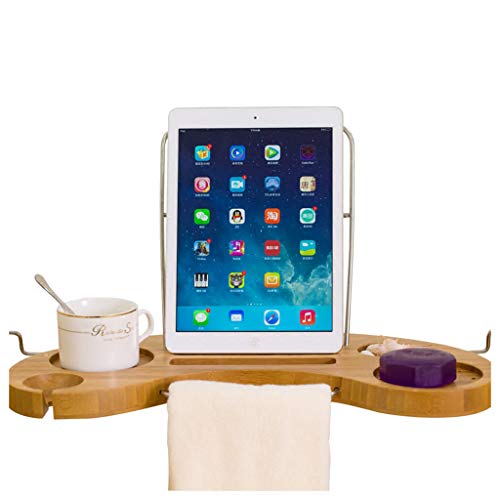 Cremagliera Vassoio Della Vasca Bagno, Cremagliera Bambù Cremagliera Vetro Supporto Supporto Telefono Cellulare Sostegno IPad Tazza Ventosa Antiscorrimento, Vasca Bagno Dell'hotel Famiglia, 45-95x16x2