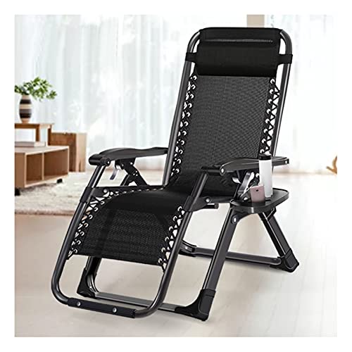 Lettino Prendisole Sdraio Pieghevole, Lettino a Sdraio per Prendere Il Sole con poggiatesta Cuscino, Sedia reclinabile per Camera da Letto all'aperto, Caricamento Fino a 200 kg (Nero)