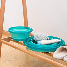 Tisi - Bacino pieghevole rotondo per lavabo, per viaggi, campeggio, escursionismo, infrangibile, in silicone, salvaspazio, 10,5 x 25,5 cm, colore: Blu lago
