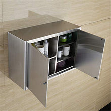 LINPAN Bagno Gabinetto 2-Door pensile in Acciaio Inox pensile Bagno Governo della Medicina con Ripiani Regolabili Parete di stoccaggio Armadio (Color : Silver, Size : 80x50x25cm)