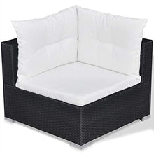 Tidyard Set Divani da Giardino 10 pz con Cuscini in Polyrattan Nero, Set Divani da Giardino, Set Divani da Giardino da Esterno 70 x 70 x 56 cm