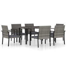 FAMIROSA Set da Pranzo da Giardino 7 pz in Polyrattan Grigio-5714