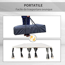 Outsunny Gazebo da Giardino Pieghevole con Zanzariere Impermeabile Borsa da Trasporto Montaggio Facile Polietilene 3x6m Beige