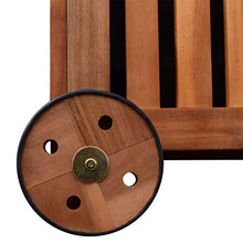 Cassapanca da giardino con ruote, in legno, con rivestimento impermeabile, 118 x 52 x 58 cm