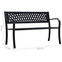 E E-NICES Panchina da Giardino 125 cm Nera in Acciaio