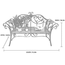 Panchina per terrazza da parco Panchina per il tempo libero da esterno, Panchina da giardino in ghisa resistente alle intemperie, Panca da 2-3 posti con schienale e braccioli, Panchina decorativa in