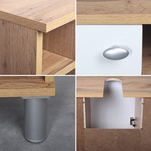 RICOO WM100-EW-W Mobile Bagno 60x54x32cm Mobiletto sotto-lavabo Armadio salvaspazio Arredamento Copricolonna Legno Rovere Marrone Porta Bianca
