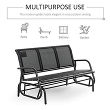 Dondolo 3 Posti da Giardino 151x75x85 cm in Metallo e Textilene Nero