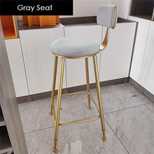 BDLYZ Yxsd - Sgabello da bar in morbido velluto imbottito con schienale schienale e altezza sgabello con gambe dorate, finitura metallo/ferro (dimensioni: 75 cm)