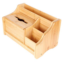 Duokon Organizer da Tavolo Scatola portaoggetti in bambù Estensibile Scatola per fazzoletti Scaffale per Libri Supporto Fisso per Forniture per Ufficio