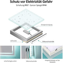 EMKE Specchio bagno a LED, 90 x 70 cm, con illuminazione bianca fredda, con Interruttore touch, Anti-appannamento, IP44, a risparmio energetico