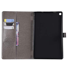 Artfeel Cover per Amazon Fire HD 10 2017,Sbalzato Girasole Pelle Smart Auto Sveglia/Sonno Custodia,Sottile Flip Portafoglio Supporto Caso con Porta Carte,Fiore Grigio