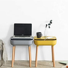 TRAND Lund - Comodino da salotto, colori alla moda, design scandinavo, ripiano e passacavi, in legno/plastica, 40 x 40 cm, colore: grigio/grigio