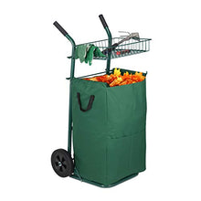 Relaxdays Carrello da Giardino, Maxi Trolley con Sacco, 70 l, 1 Cestello, Ruote in Gomma Piena, Pieghevole, Verde