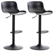 CLP Set 2 Sgabelli Bar Almada in Polipropilene I Coppia Sedie Alte Bancone Girevoli Regolabili 57-78 CM, Colore:Nero