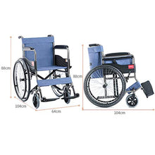 Sedia A Rotelle con Telaio in Tubo d'Acciaio, Sedia A Rotelle Manuale, Disabili, Famiglia di Anziani, Assistenza Medica, Pieghevole, Blu A