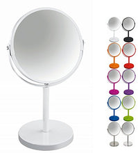 Spirella - Specchio rotondo girevole per trucco e rasatura, in metallo, bianco, 17 x 17 x 27 cm
